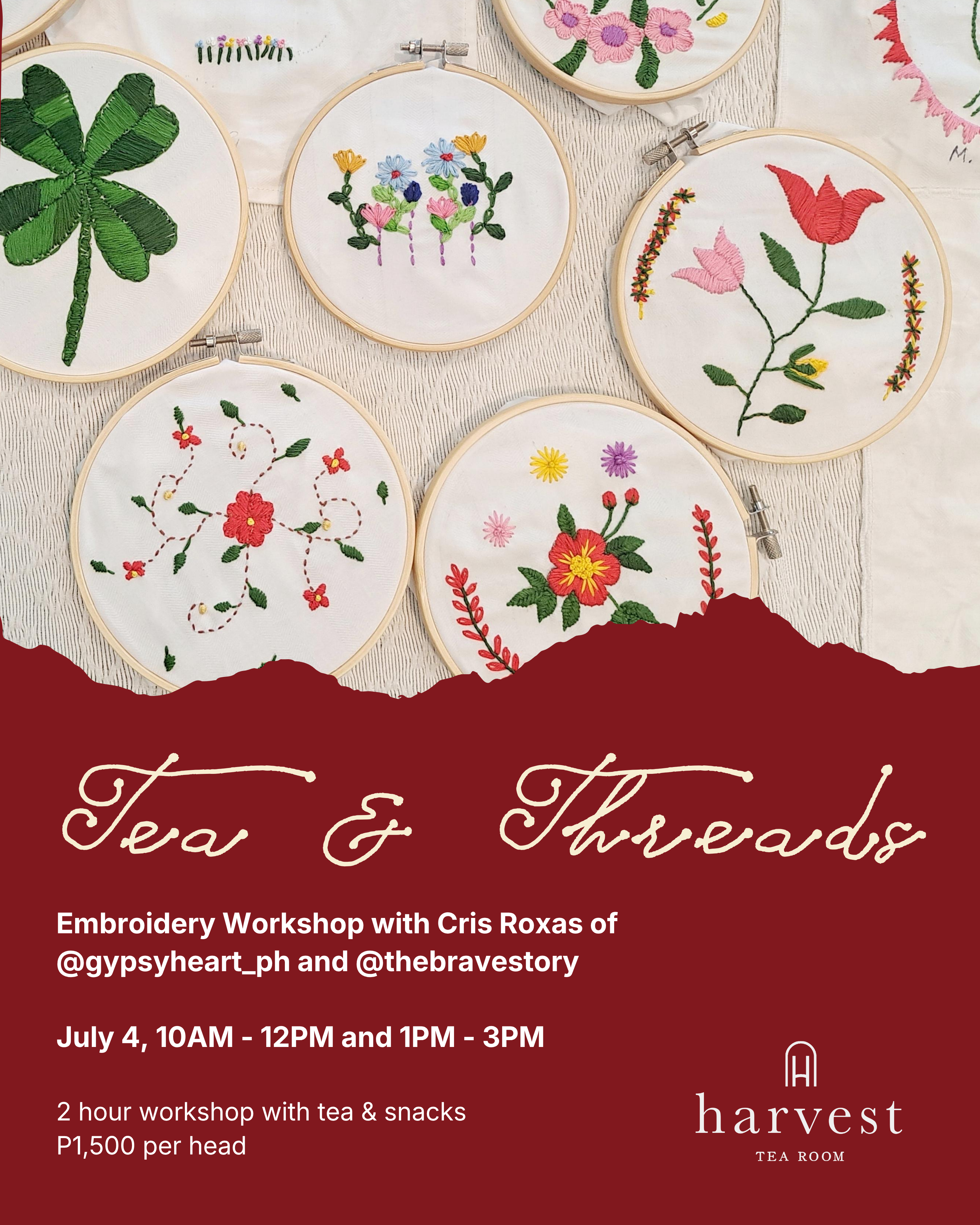Tea & Threads Embroidery Workshop