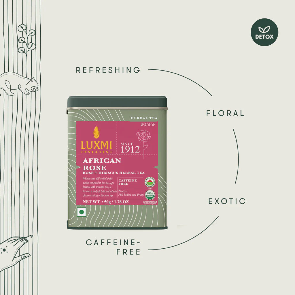 African Rose | Organic Detox Herbal Infusion | Tin Caddy | 50gm